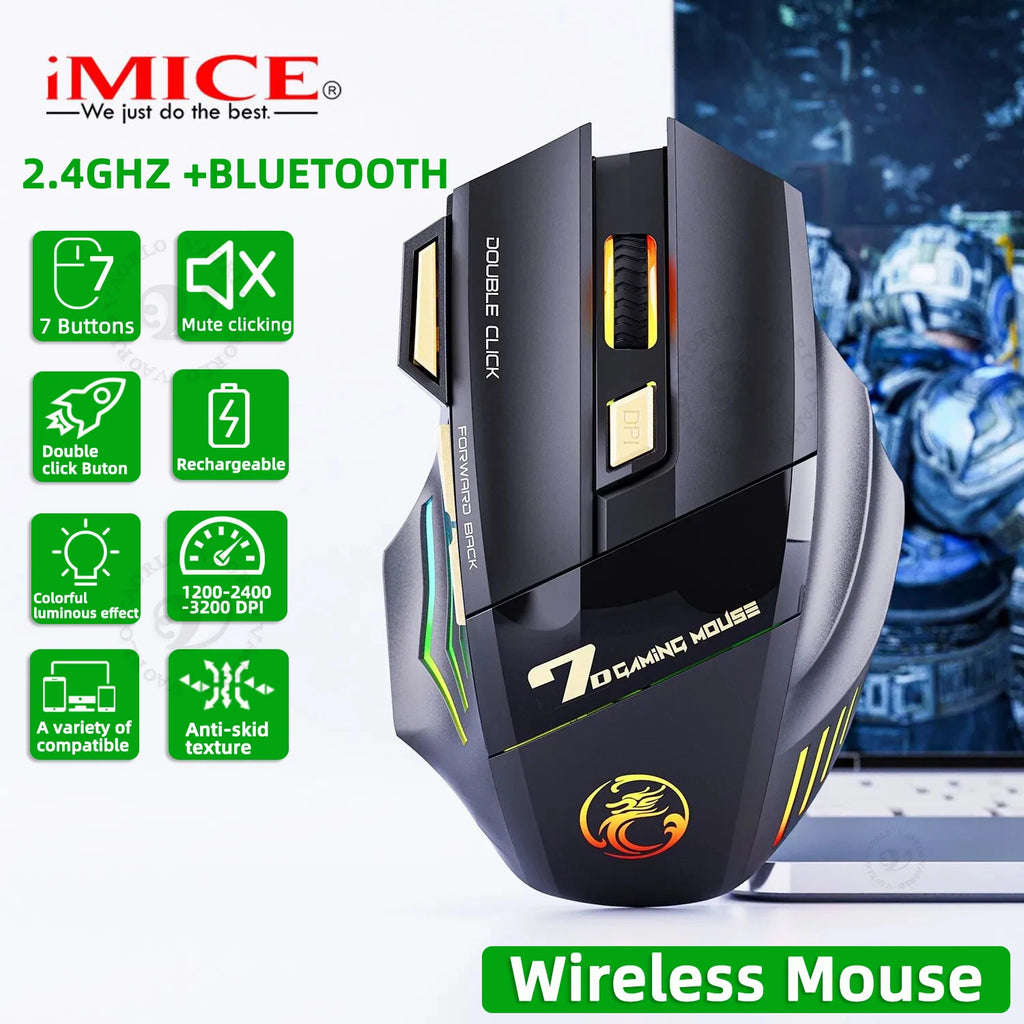 Dual Mode Rechargeable Bluetooth LED Mouse