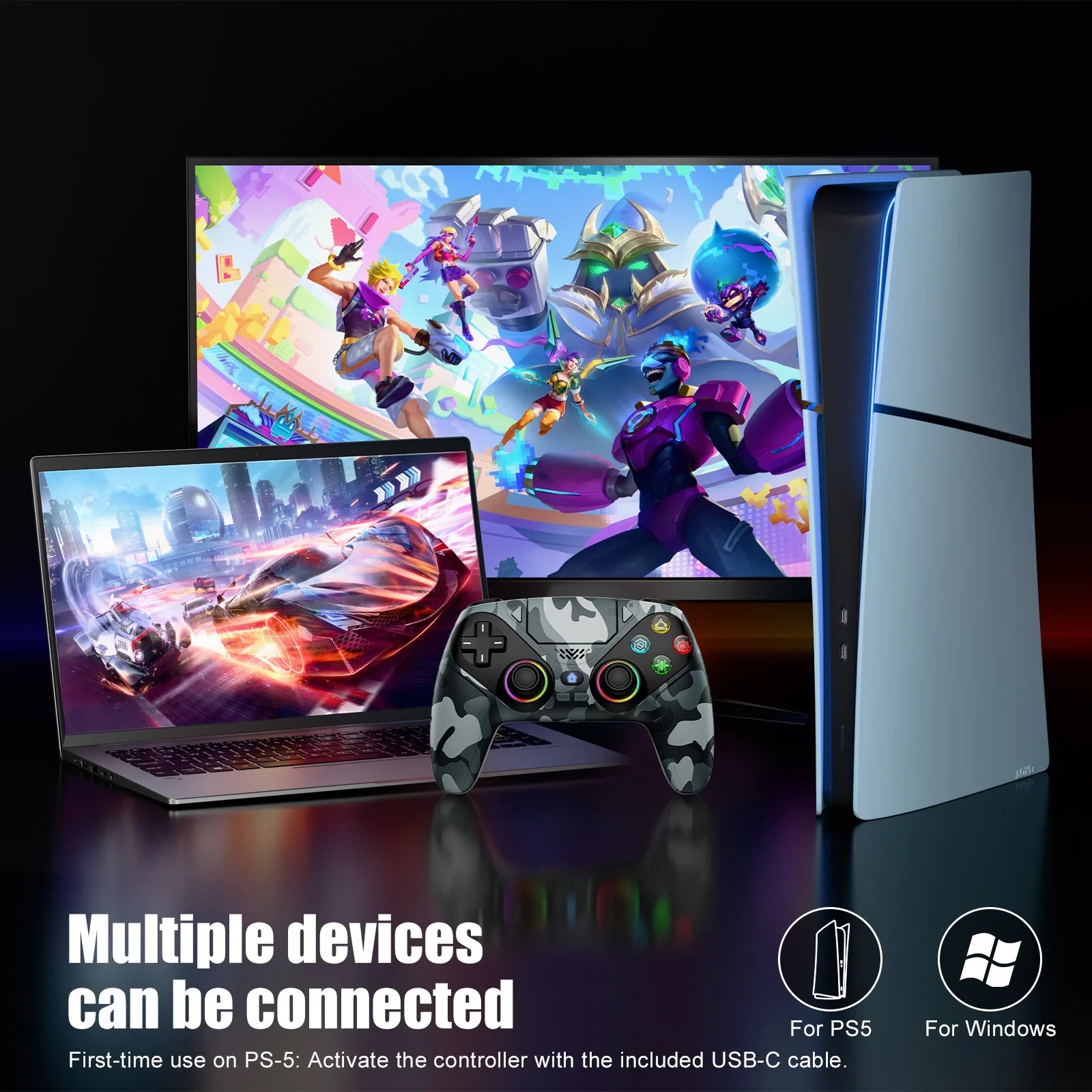 RGB Light Wireless Controller for PS5