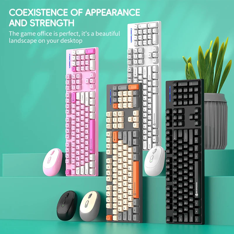 Retro Wireless Keyboard and Mouse Combo Set