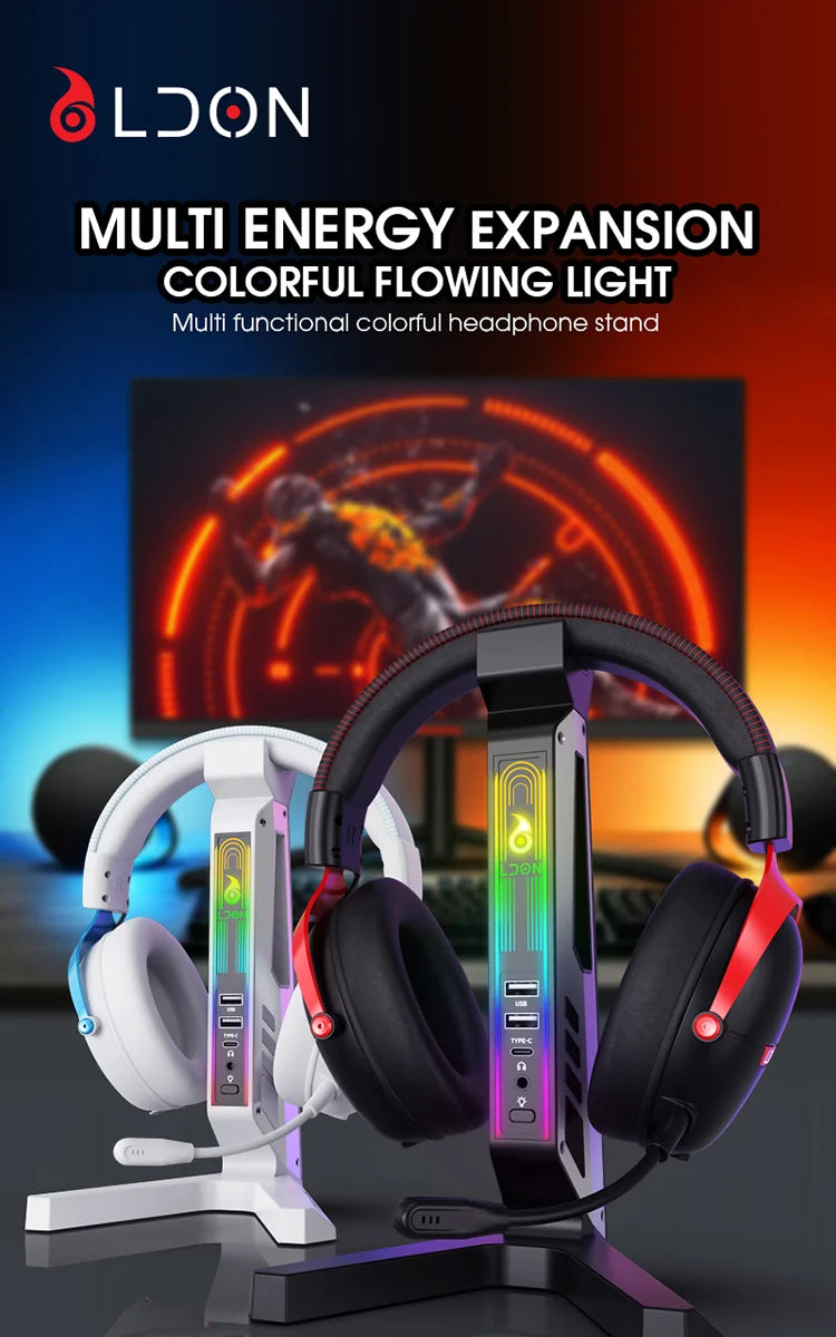 Gaming Headphone Holder with USB Hub