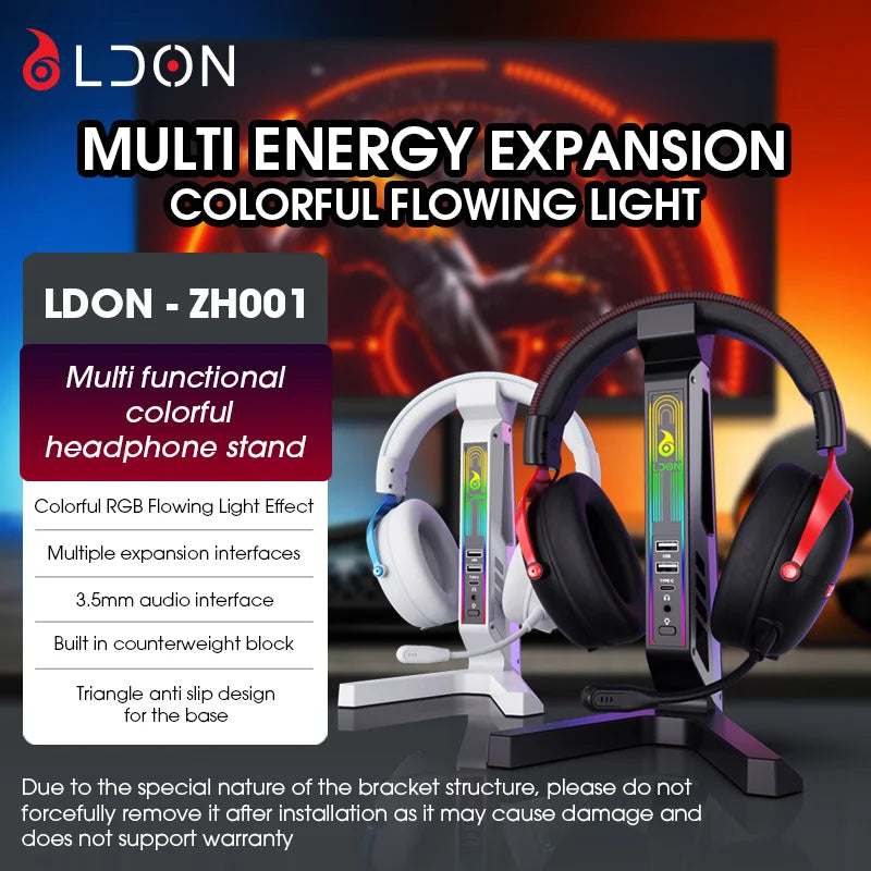 Gaming Headphone Holder with USB Hub