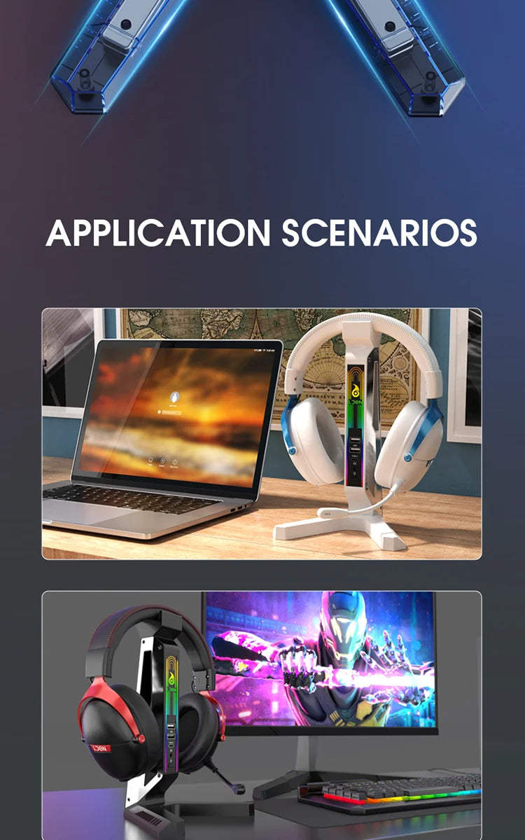 Gaming Headphone Holder with USB Hub