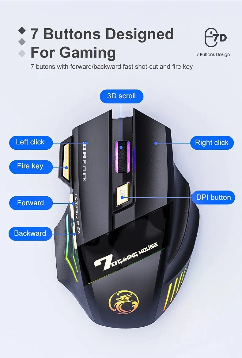 Dual Mode Rechargeable Bluetooth LED Mouse