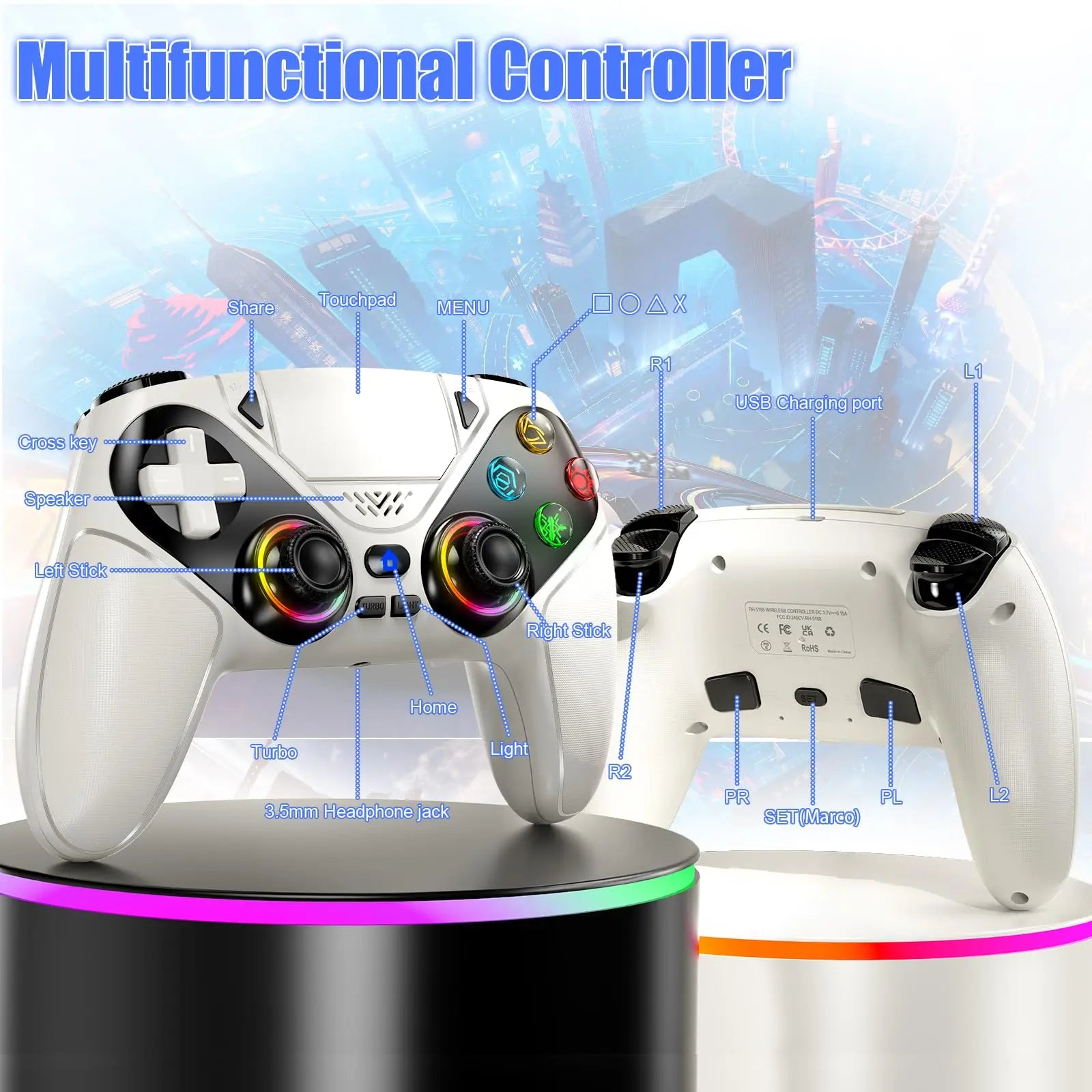 PS5 RGB Light-UP Wireless Controller