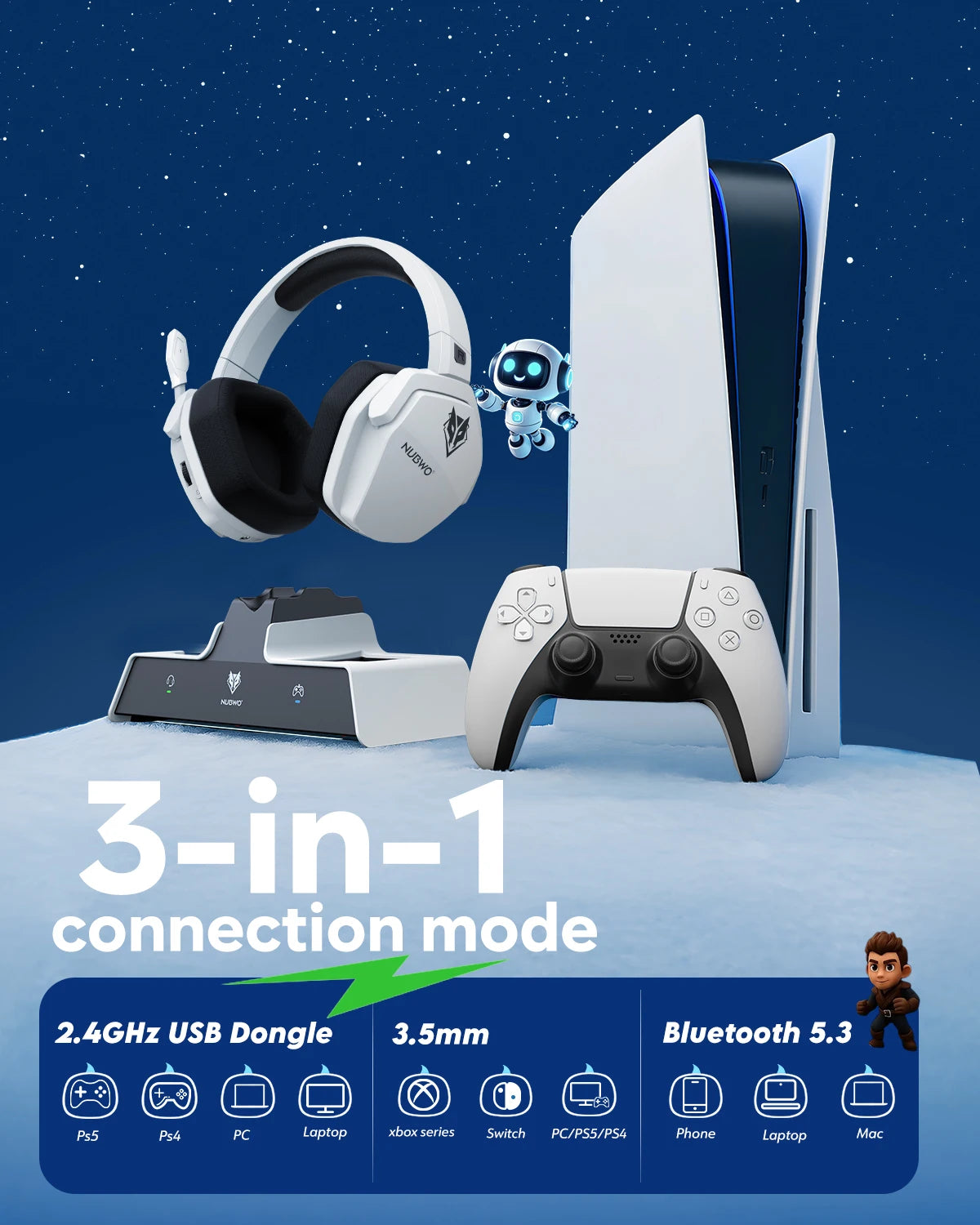 PS5 Wireless Headset with Charging Station